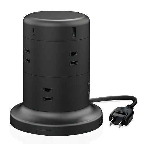 エレコム ELECOM ECT-2120BK ブラック タワータップ USB-C×2 USB-A×3 延長コード Aタイプ 2ピン ECT2120BK
