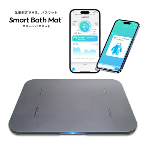 【長期保証付】issin スマートバスマット 体組成計モデル グレー 体重管理珪藻土マット スマホ連動/体重管理/速乾 洗える ソフト珪藻土 SBM24W01LJ