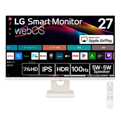 LG電子工学(LG) 27U511SA-W LG Smart Monitor 27型 盛りだくさんHDwebOS積み上げる管する/チューナーレステレビ