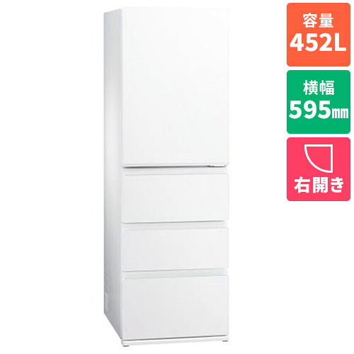 【標準設置料金込】アクア AQUA AQR-VZA45A-W マットクリアホワイト DELIE+ デリエプラス 4ドア冷蔵庫 右開き 452L 幅595mm｜特価COM