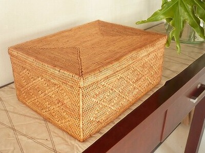 楽天市場】アタかご製 正方形ボックスL【縦横25cm×高さ12cm】蓋付き