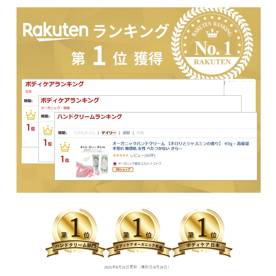 楽天市場 楽天1位 オーガニックハンドクリーム ネロリとジャスミンの香り 45g 高保湿 消毒 除菌による手荒れ 敏感肌 女性 べたつかない さらさら 香水の様 いい香り おしゃれ 母の日 新生活 誕生日 ギフト プレゼント 無添加 日本製 トコトワ フレグランス