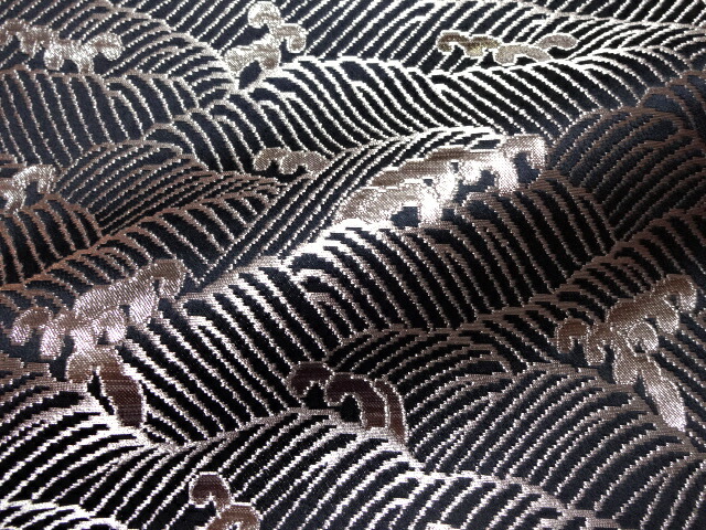 Tokouan Kyoto Nishijin Brocade Fabrics Crest Black Silver Kyoto Nishijin Brocade Fabrics Crest Black Silver Brocades Cloth Mekari Anese Pattern Fabric Traditional Costume