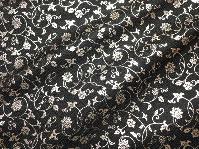 Tokouan Kyoto Nishijin Brocade Fabric Sheath Type Area In Fl Kyoto Nishijin Brocade Fabric Sheath Type Area In Fl Design Black Silver Mekari Anese Pattern