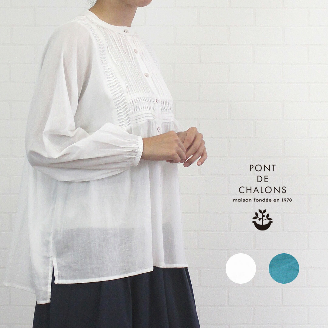 ＼SALE 10%OFFクーポン！4/15 23:59迄／ ポンデシャロン PONT DE CHALONS 22551611 トップス ブラウス チュニックブラウス 綿100％ 刺繍 ハンドメイド 長袖 レディース 女性 通販 店舗 春 夏 秋 シンプル 可愛い 透け感 洗濯可 9号 11号 40代 50代 60代