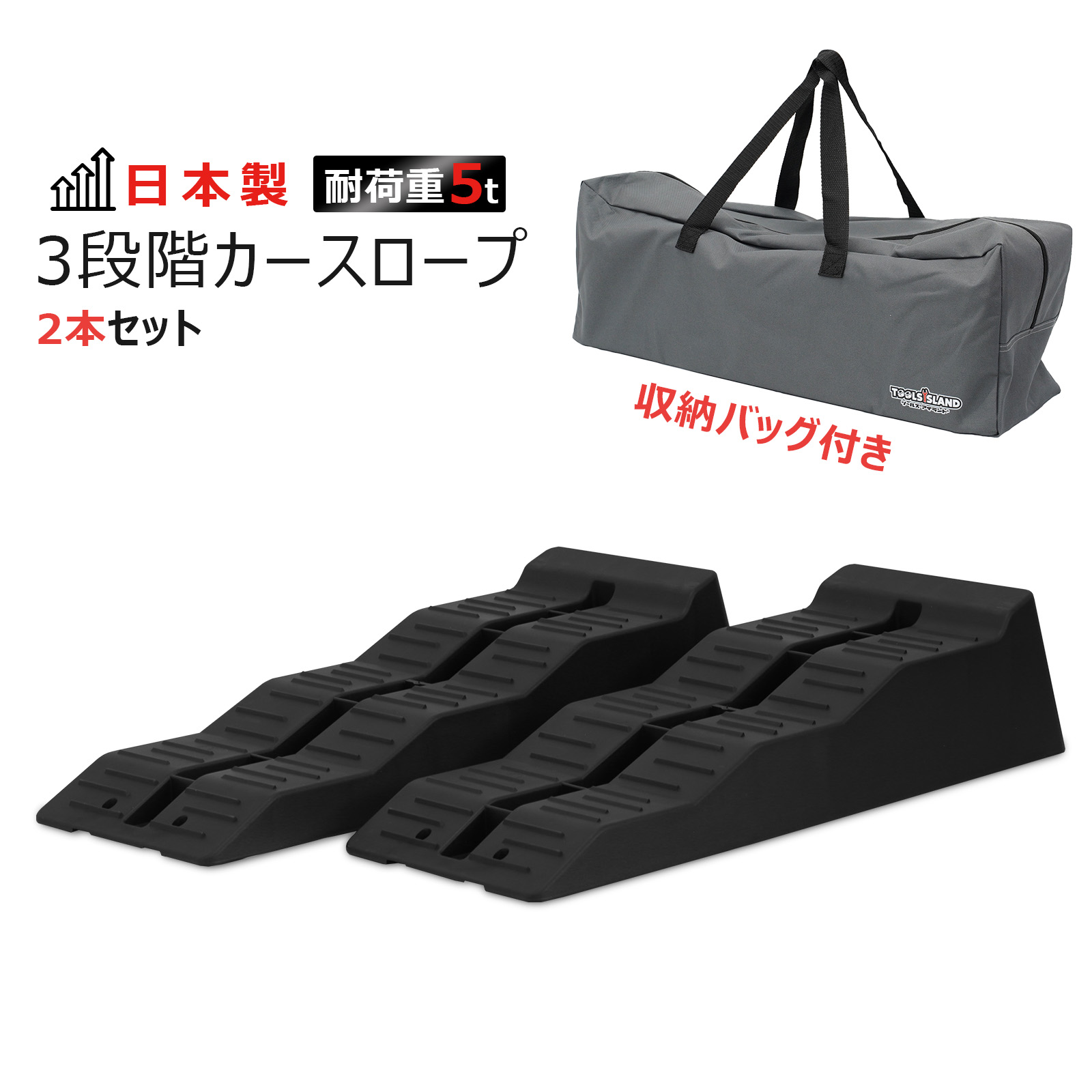 楽天市場】カースロープ 3段階 国産 5トン 2個セット 5t 車