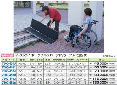 イーストアイ PVS240 FR ポータブルスロープPVS アルミ2折式 2440mm×760mm [取寄せ商品]【法人様限定商品】