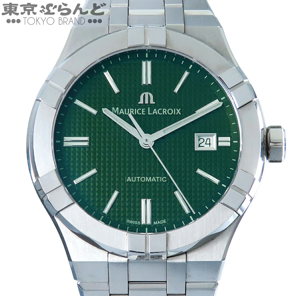 【中古】【3年保証】【返品可】モーリス・ラクロア Maurice Lacroix アイコン メンズ 腕時計 自動巻 SS オートマチック 42mm 箱保証書付 グリーン AI6008-SS002-630-1 [送料無料]【ポイント5倍●4.14～4.27】 101858302
