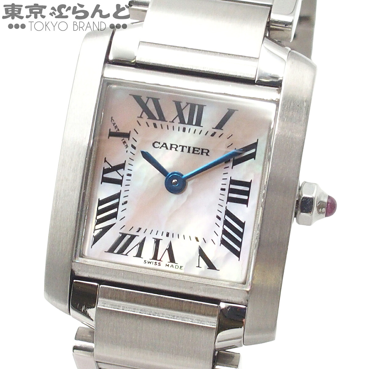 【中古】【3年保証】【返品可】カルティエ CARTIER タンクフランセーズ SM レディース 腕時計 QZ SS シェル ピンク W51028Q3 仕上済・電池交換 [送料無料]【ポイント5倍●4.4～4.11】 101839614