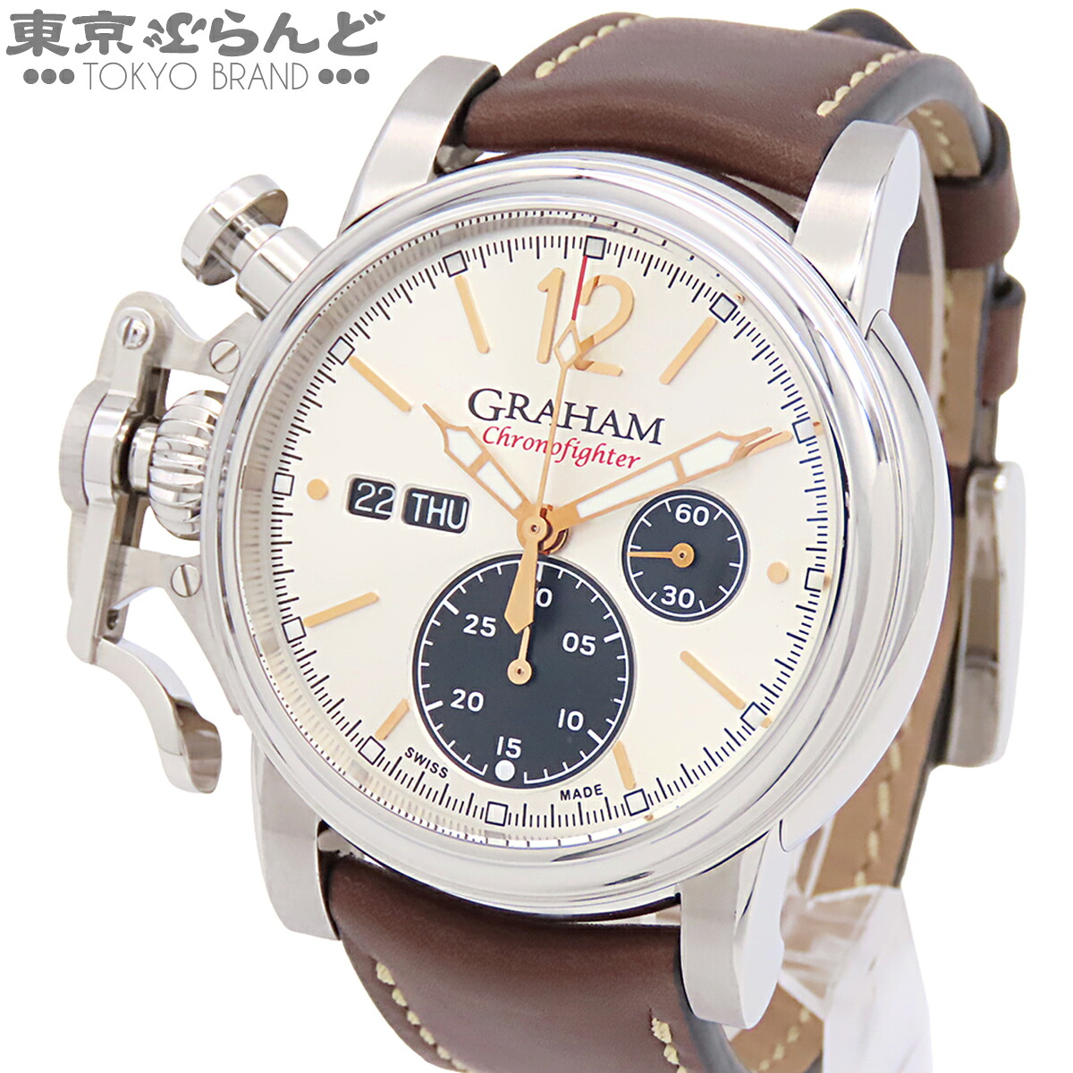 【中古】【3年引き受ける】【返品可】グラハム GRAHAM クロノファイター ヴィンテージ メンズ ウォッチ 自動小銃巻 SS なめし革 箱 御墨付き付 しろがね色 2CVAS.S03A [貨物輸送無料]【尖んがり5倍●5.30～6.11 1:59】 101872614