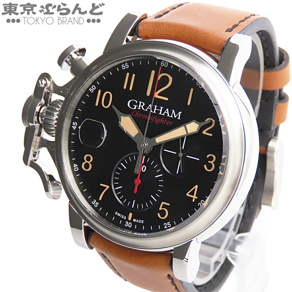 【中古】【3年引き受ける】【返品可】グラハム GRAHAM クロノファイター グランドヴィンテージ メンズ ウォッチ 自動小銃巻 SS なめし革 御墨付き付 黒いこと 2CVDS.B36A [貨物輸送無料]【尖んがり5倍●5.30～6.11 1:59】 101872615