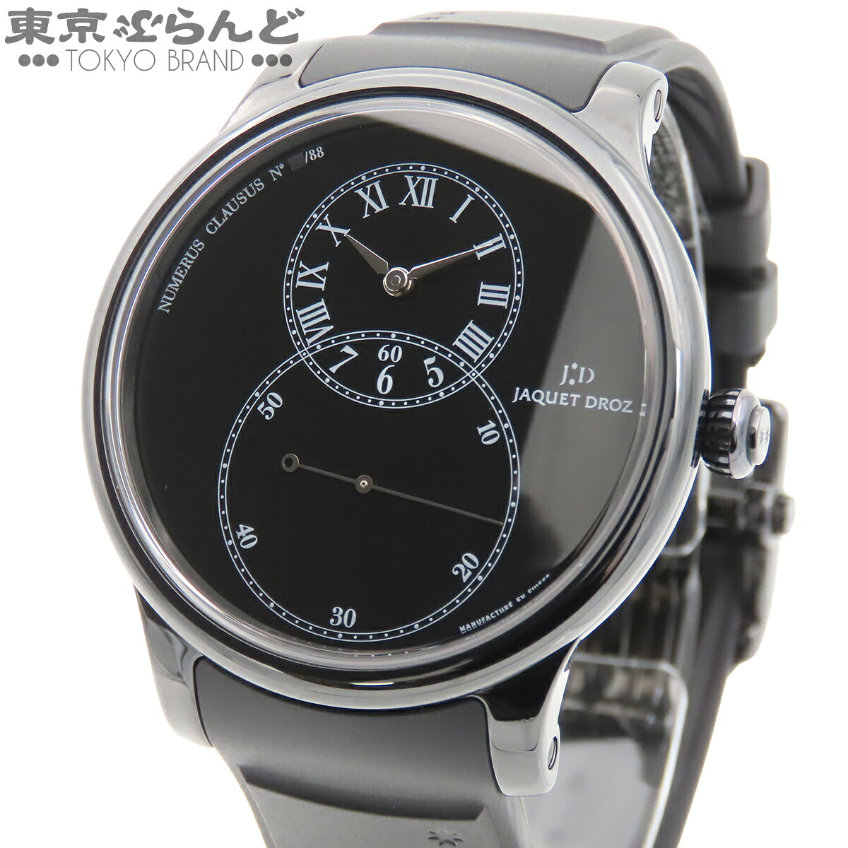【中古】【3年保証】【返品可】ジャケ ドロー JAQUET DROZ グランドセコンド セラミック メンズ 腕時計 自動巻 セラミック ラバー 世界限定 88本 箱・保証書付き ブラック J003035201 [送料無料]【ポイント5倍●4.7 18時～4.11】 101852922