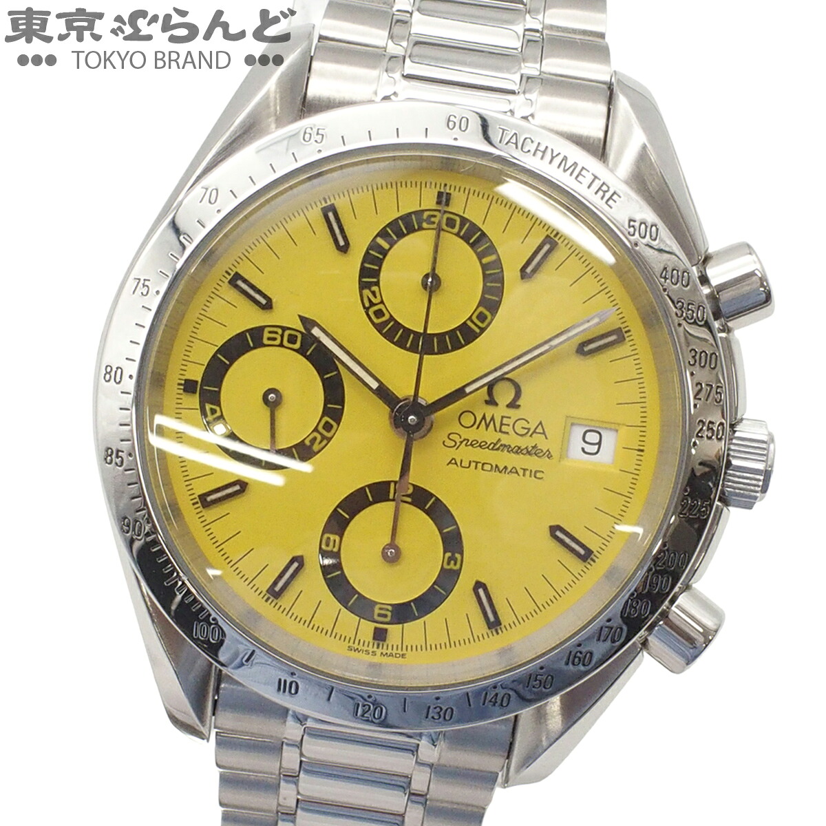 【中古】【3年保証】【返品可】オメガ OMEGA スピードマスター デイト ミハエル シューマッハ 1st クロノグラフ メンズ 腕時計 自動巻 SS イエロー 3511.12 [送料無料] 101885328｜東京ぶらんど時計館