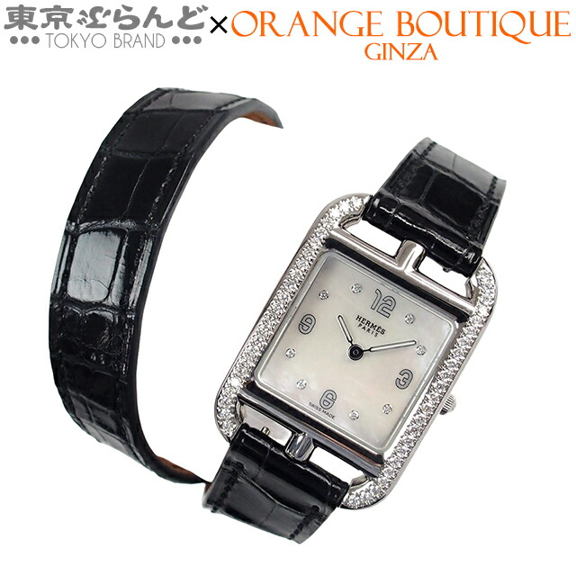 【3年保証】【中古】【返品可】エルメス HERMES ケープコッド レディース 腕時計 クォーツ ステンレススチール アリゲーター MOP×ダイヤモンド ドゥブルトゥール CC1.232 [送料無料]【ポイント5倍●4.14～4.27】pdw 101823034