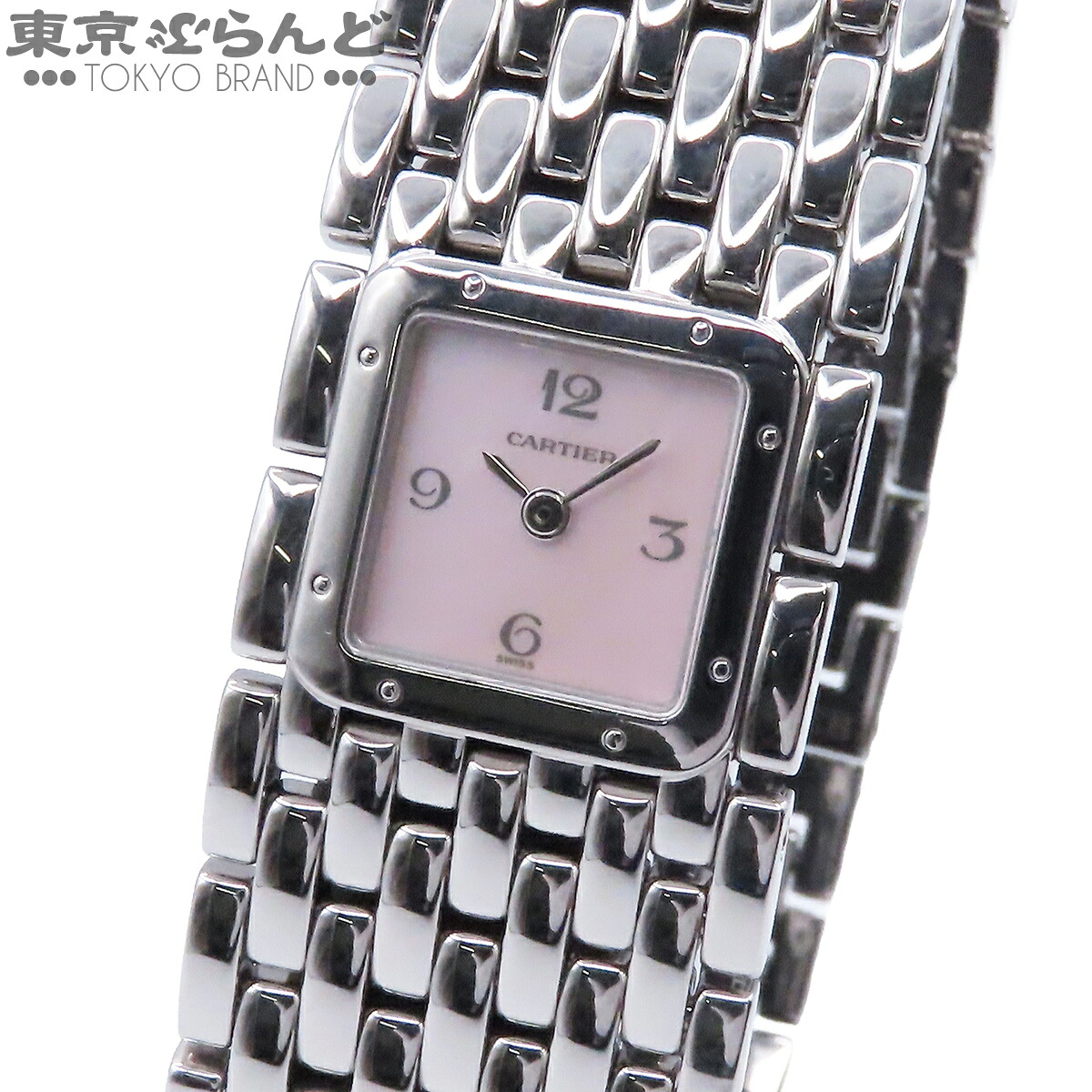 【中古】【3年引きうける】【返品可】カルティエ CARTIER パンテールリュバン レディース ウオッチ Qz SS さくら色甲殻文字記号盤 さくら色MOP W61003T9 メーカーコンプリート・仕上済 [貨物輸送無料] 101853643