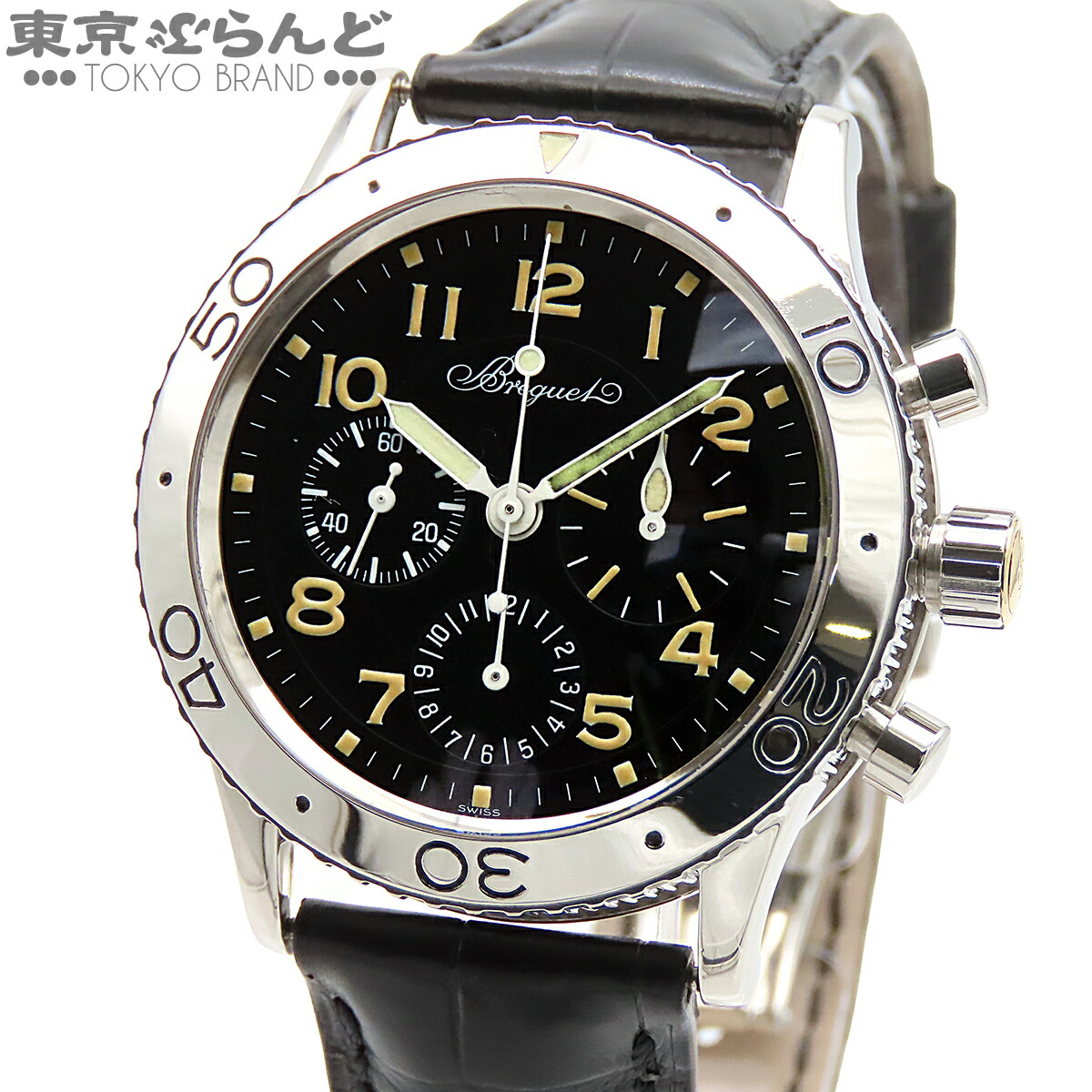 【中古】【3年保証】【返品可】ブレゲ Breguet タイプXX アエロナバル メンズ 腕時計 自動巻 SS YG レザー フライバッククロノグラフ 初期型 箱・保証書付き ブラック 3800ST/92/3W6 [送料無料]【ポイント5倍●4.4～4.11】 101852846