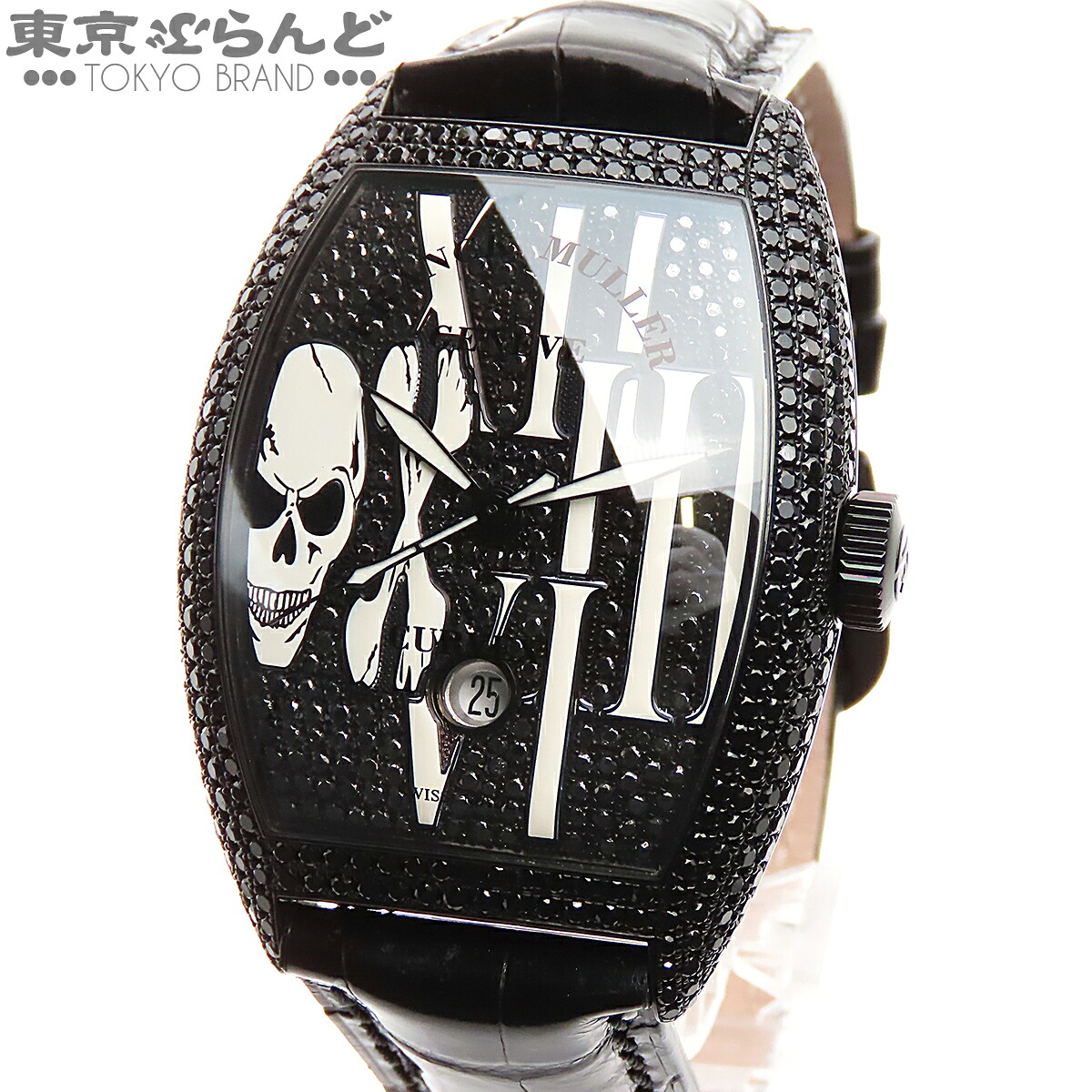 【中古】【3年保証】【返品可】フランクミュラー FRANCK MULLER トノーカーベックス メンズ 腕時計 自動巻 K18WG ブラックダイヤモンド クロコダイルレザー ゴシックアロンジェ ノアール 全面ブラックダイヤモンド PVD 金無垢 8880 SC DT GOTH NR D CD [送料無料] 101848653