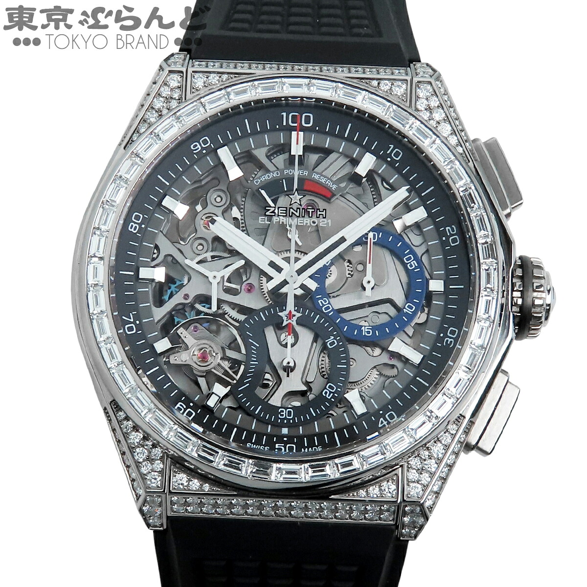 【中古】【3年保証】【返品可】ゼニス デファイエルプリメロ21 メンズ 腕時計 自動巻 チタン ダイヤモンド ラバー 箱保証書付 スケルトン 32.9000.9004/78.R582 [送料無料] 25XM 101839856
