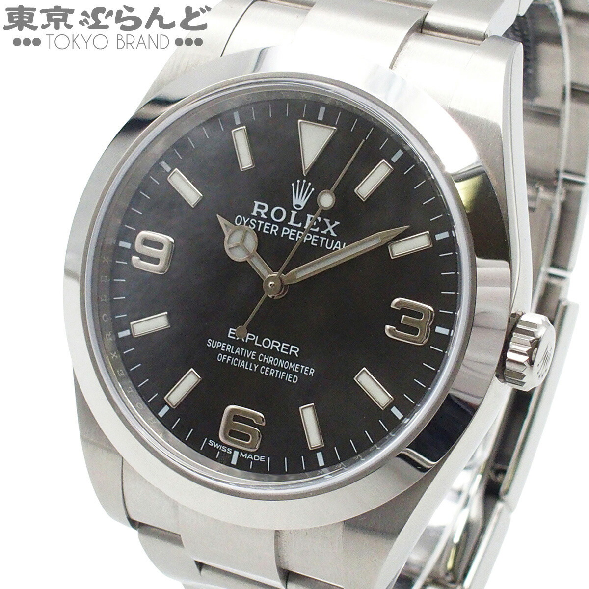 【中古】【3年保証】【返品可】ロレックス ROLEX エクスプローラー1 メンズ 腕時計 自動巻 ステンレススチール オイスターブレス ランダム番 ブラックアウト 鏡面バックル ブラック 214270 [送料無料]【ポイント2倍●4.4～4.11】 101845263