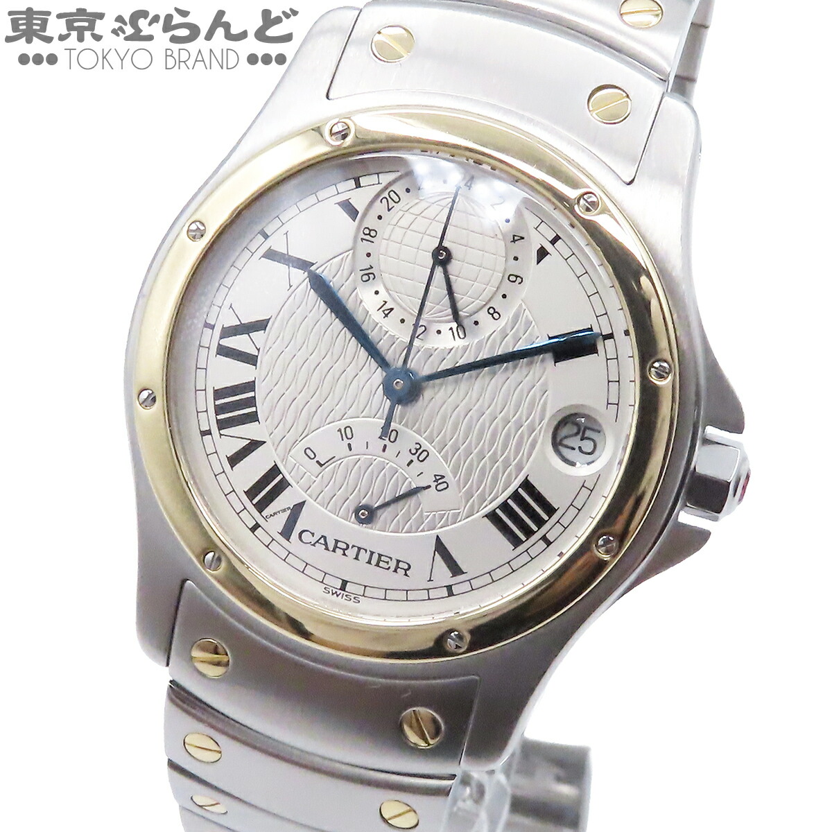 【中古】【3年引きうける】【返品可】カルティエ CARTIER サントス ロンド GMT メンズ ウオッチ 自動小銃巻 ステンレス鋼スチール写真 K18YG 150周年祝する 1847本押さえる しろがね色 W20038R3 仕上済 [貨物輸送無料] 101858767