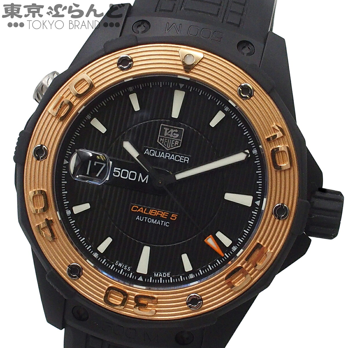 【中古】【3年引き受ける】【返品可】タグホイヤー TAG HEUER アクアレーサー キャリバー5 メンズ ウォッチ 自動小銃巻 チタン K18RG 思われ人 御墨付き付き添い人 黒いこと WAJ2182.FT6015 [貨物輸送無料] 101861667
