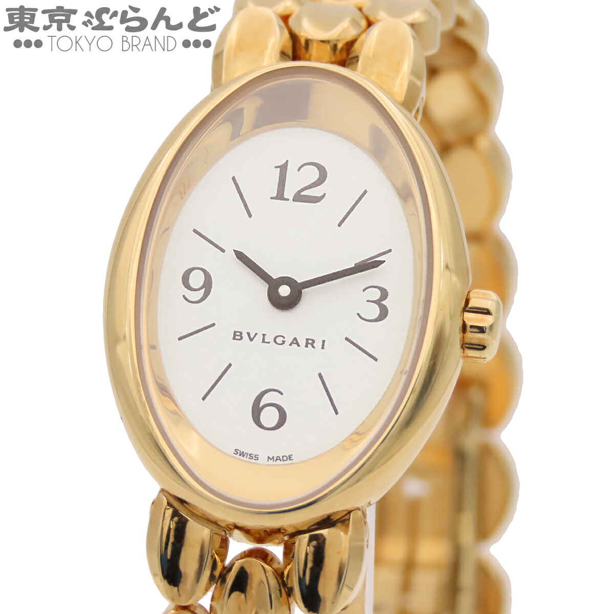 【中古】【3年保証】【返品可】ブルガリ BVLGARI オーバル レディース 腕時計 QZ K18YG 金無垢 箱・保証書付き ホワイト OV27G 電池交換済み [送料無料] 101852169