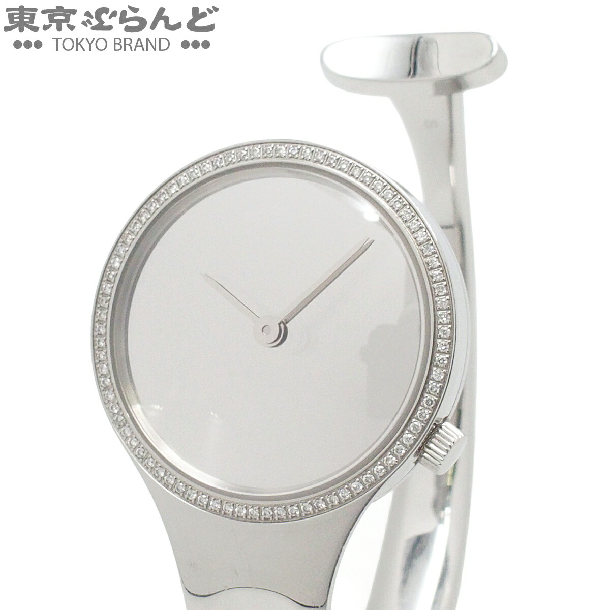 【中古】【3年引きうける】【返品可】ジョージジェンセン ヴィヴィアンナ バングルウォッチ レディース ウオッチ 独居室式 SS トールン 27粍 鏡鑑文字盤 ダイヤモンドベゼル しろがね色 3575621_236 独居室取り替えっこ済 [貨物輸送無料]【尖んがり5倍●5.30～6.11 1:59】 101866074