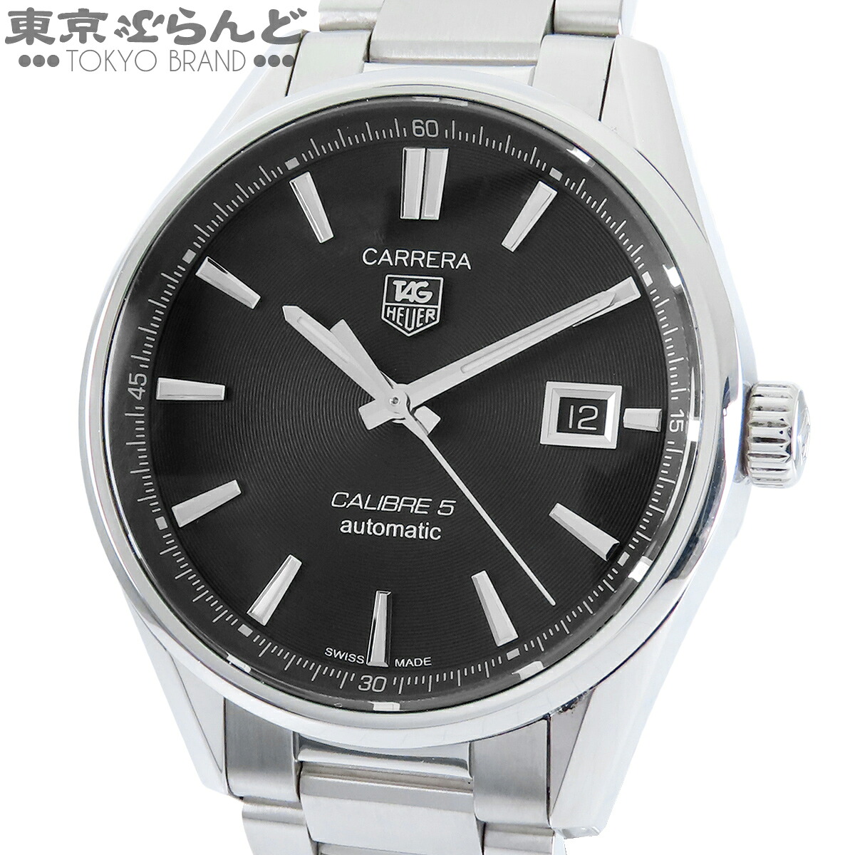 【中古】【3年引きうける】【返品可】タグホイヤー TAG HEUER カレラ メンズ ウオッチ 自動小銃巻 SS キャリバー5 デイト 箱・お墨付き付 黒いこと WAR211A.BA0782 仕上済 [貨物輸送無料] 101865584