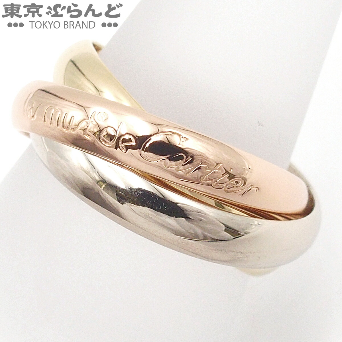 【中古】【返品可】カルティエ CARTIER トリニティ 輪っか 古典派音楽 ユニ一発やる K18WG K18PG K18YG 12号好いかげんに #52 スリー色つやゴールド 仕上済 [貨物輸送無料] 101857601