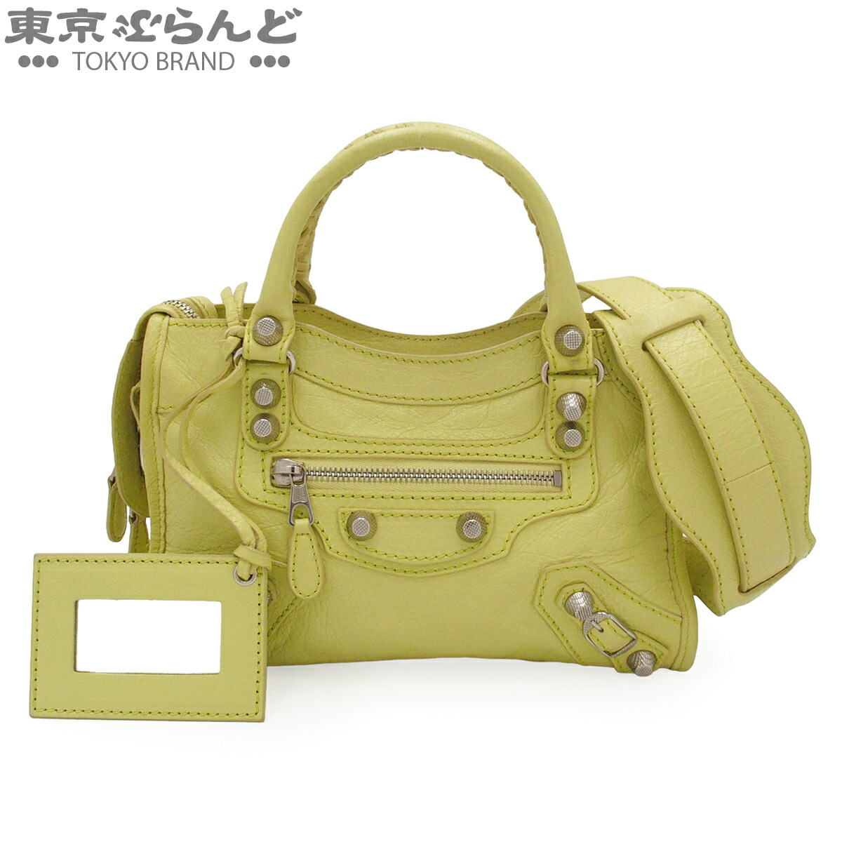 【5%クーポン♪4.14～4.27】【中古】【返品可】バレンシアガ BALENCIAGA ジャイアント ミニ シティ レディース レザー 2WAY ショルダーバッグ アップルグリーン シルバー金具 309544 [送料無料] 101851303