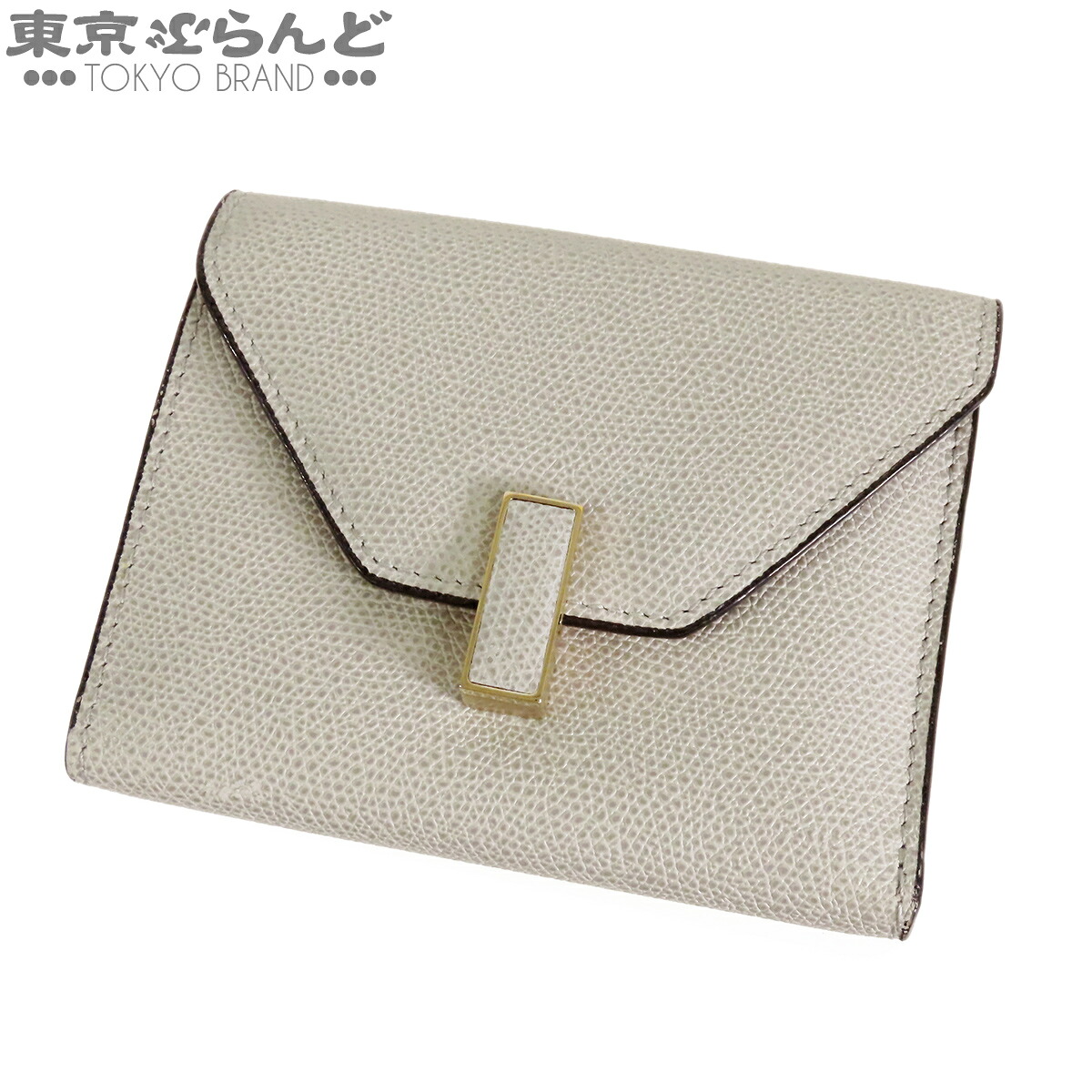 【5%引き換え証♪6.27～7.10】【中古】【返品可】ヴァレクストラ Valextra イジィデ ウォレット SGES0005028 三つ折り紙入れ なめし革 薄墨色 [貨物輸送無料]【尖んがり5倍●6.27～7.10】 101857504