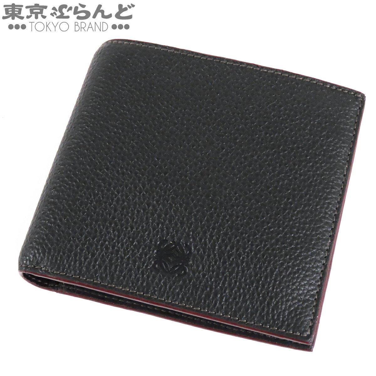 【中古】【返品可】ロエベ LOEWE アナ瓦 コンパクトウォレット メンズ なめし革 二つ折り紙入れ 黒いこと 黒 [貨物輸送無料] 101865804