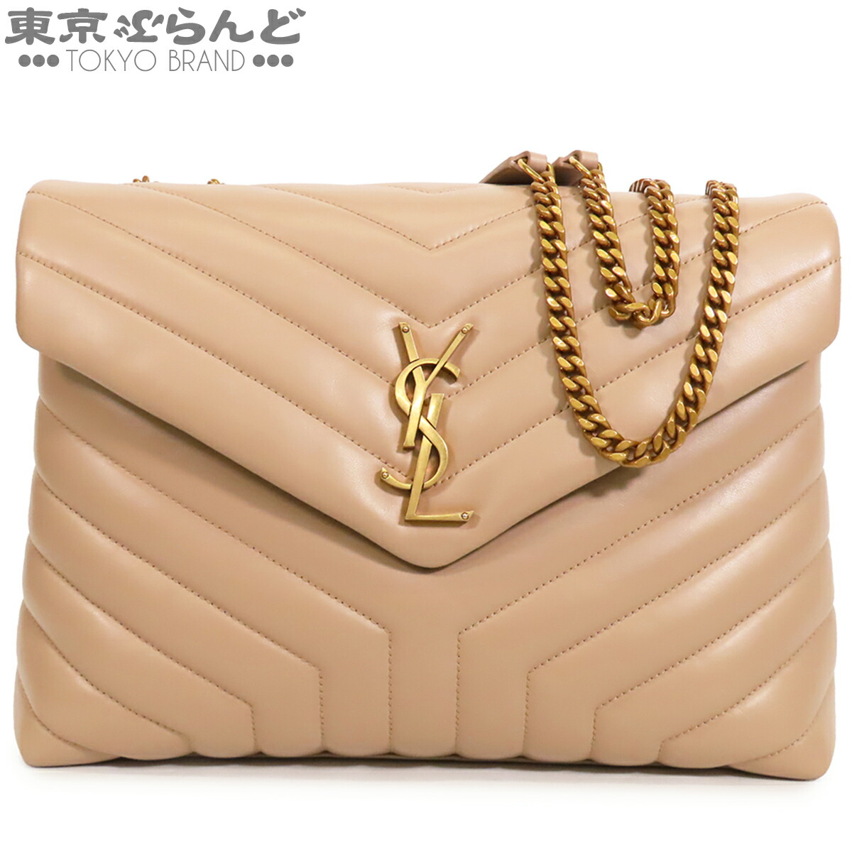 【中古】【返品可】イヴ・サンローラン YVES SAINT LAURENT ルル レディース ショルダーバッグ なめし革 並み並み Wチェーン店 ベージュ 574946 [貨物輸送無料] 101865105