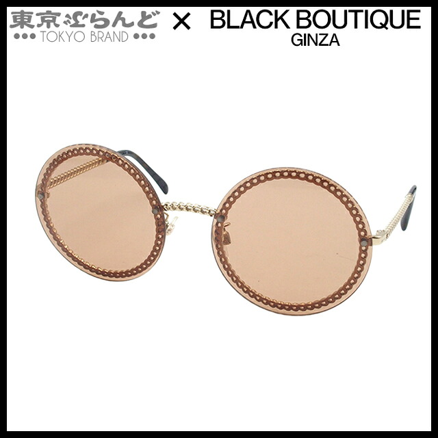 【5%クーポン券♪6.27～7.10】【中古】【返品可】シャネル CHANEL 黒眼鏡 ココマーク チェーン店考える レディース 金属元素 赤銅色系xゴールド ゴールド金具 4245 [貨物輸送無料]【尖んがり5倍●6.27～7.10】 101837510