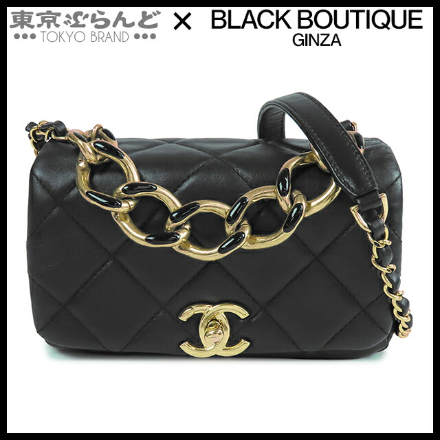 【5%引き換え証♪5.30～6.11 1:59】【中古】【返品可】シャネル CHANEL チェーン店ショルダーバッグ レディース 子ヒツジひと肌 2WAY ハンドバック ミニマトラッセ ココマーク 黒いこと 黒 ゴールド金具 [貨物輸送無料]【尖んがり10倍●5.30～6.11 1:59】 101838810