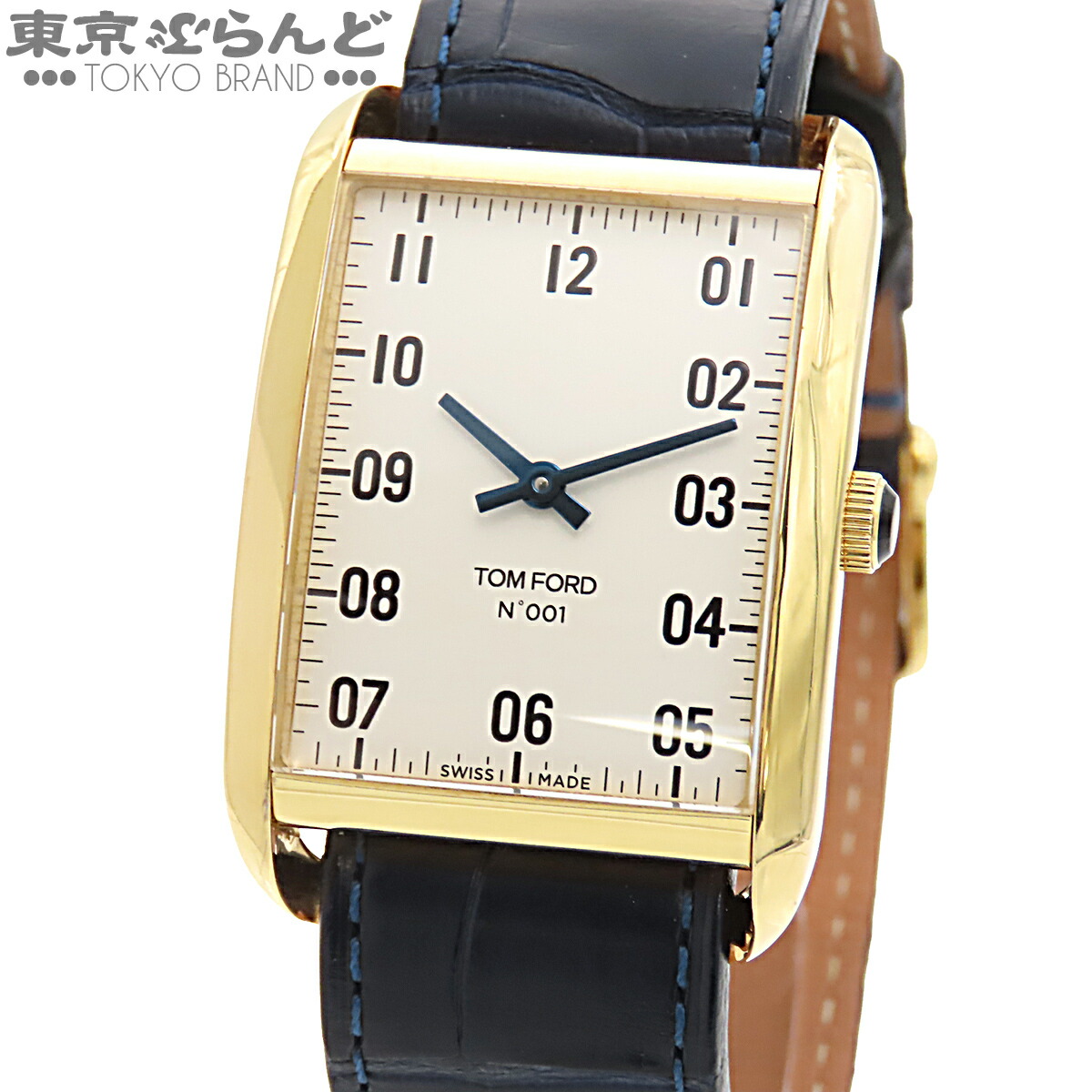 【中古】【返品可】トムフォード TOM FORD N.001 メンズ 腕時計 電池式 K18YG アラビアインデックス 金無垢 ホワイトxイエローゴールド TFT001-008-08 [送料無料] 101858310