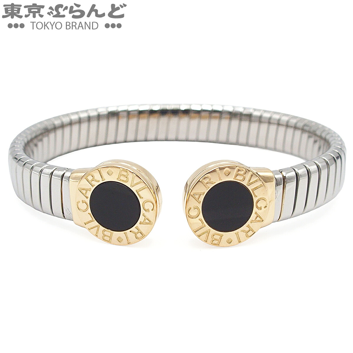 【中古】【返品可】ブルガリ BVLGARI ブルガリブルガリ トゥボガス バングル レディース K18YG SS オニキス イエローゴールドxシルバー 仕上済 [送料無料] 101851013