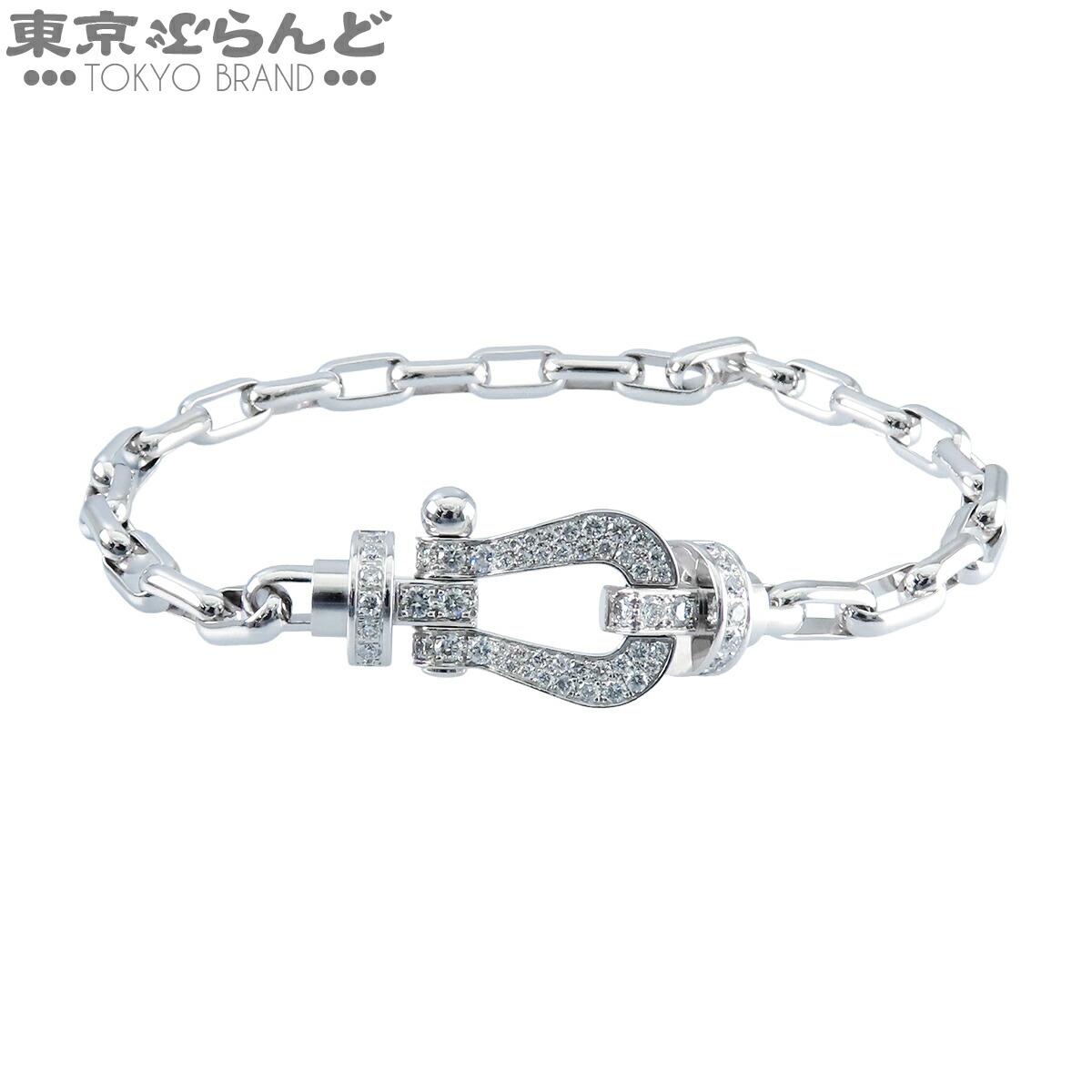【5%クーポン♪4.6 20時～4.11】【中古】【返品可】フレッド フォース10ブレスレット ユニセックス K18WG ダイヤモンド LM ラージモデル チェーン ゴールド #18 0B0050-000 6B0353-018 メーカー仕上済 [送料無料]【ポイント5倍●4.6 20時～4.11】 101842515