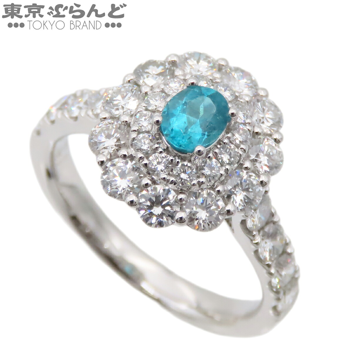 【5%クーポン♪4.14～4.27】【中古】【返品可】ブラジル産トルマリン リング レディース Pt950 ダイヤモンド T0.34ct D1.55ct 14号相当 プラチナ 【GIAレポート付】 仕上済 [送料無料]【ポイント5倍●4.14～4.27】 101858615