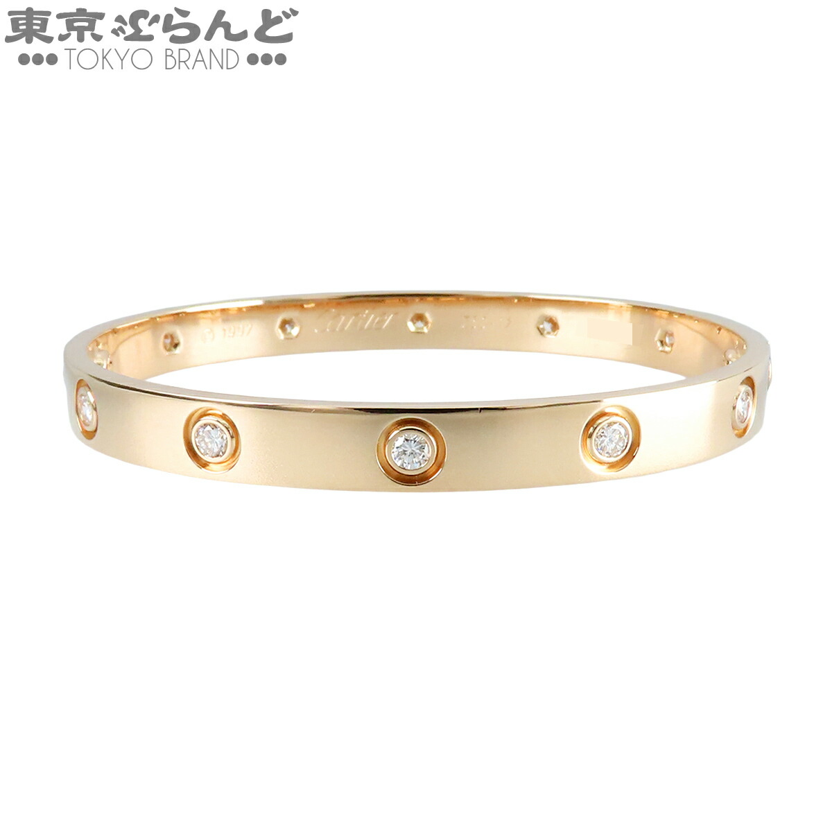 【5%クーポン♪4.14～4.27】【中古】【返品可】カルティエ ラブブレスレット レディース K18YG ダイヤモンド バングル 証明書付き イエローゴールド #17 腕周り約16cm B6010817 メーカー仕上済 [送料無料]【ポイント5倍●4.14～4.27】 101848416