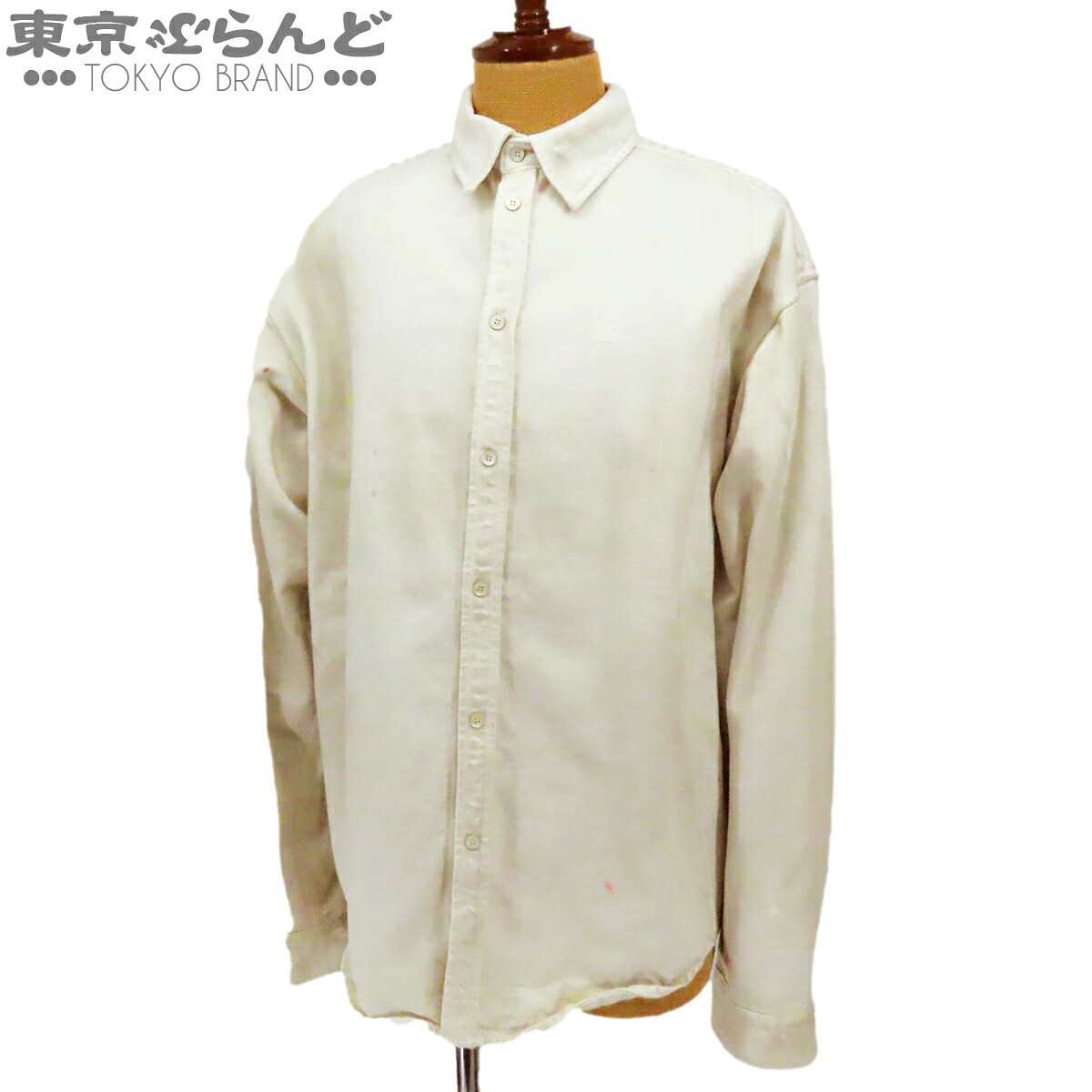 【中古】【返品可】バレンシアガ BALENCIAGA デニムシャツ メンズ コットン ヴィンテージ加工 BBロゴ アイボリー 678363 [送料無料]【ポイント15倍●7.16～7.27】 101862916｜東京ぶらんど
