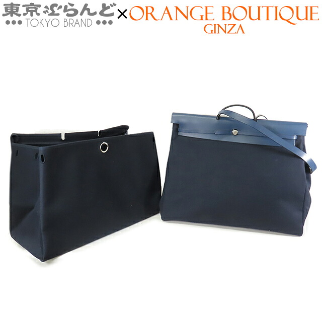 【5%クーポン♪4.14～4.27】【中古】【返品可】【超オススメアイテム！ψ】エルメス HERMES エールバッグ TGM ユニセックス トワル ヴァッシュ 2WAY ハンドバッグ □F刻印 ネイビー 紺 シルバー金具 [送料無料]【ポイント5倍●4.14～4.27】pdw 101819417