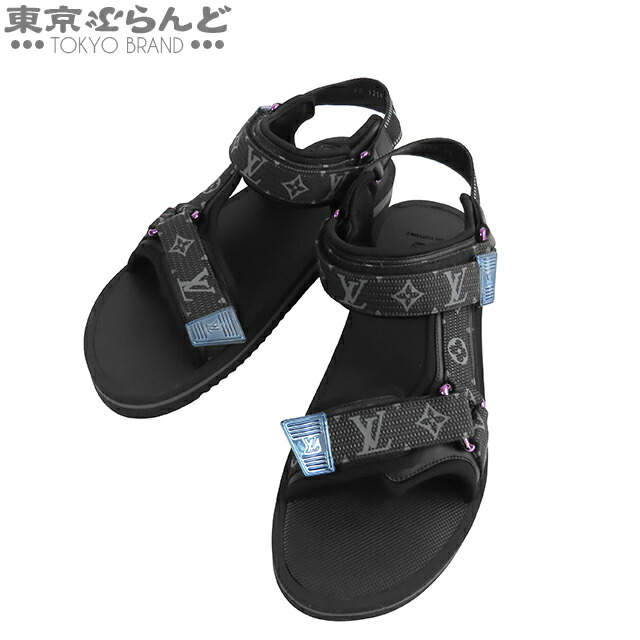 【中古】【返品可】【超オススメアイテム！ψ】ルイヴィトン パナマライン サンダル メンズ モノグラムデニム レザー スポーツサンダル ブラックxグレー [送料無料]【ポイント5倍●4.14～4.27】pdw 101825018 32,032円