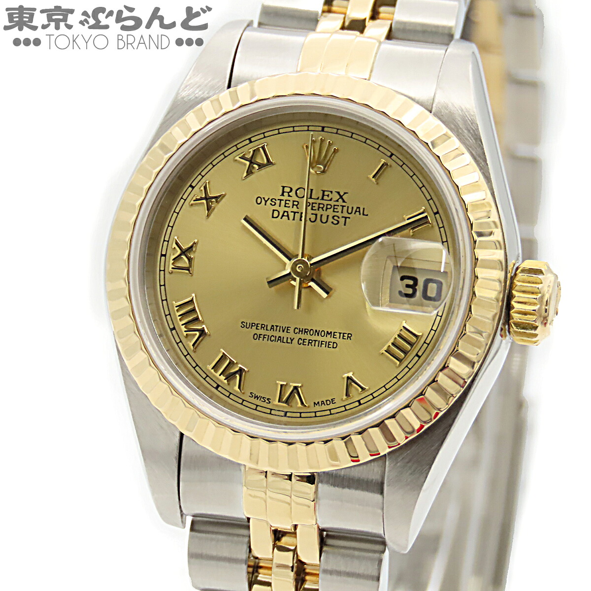 【中古】【返品可】ロレックス ROLEX デイトジャスト レディース 腕時計 自動巻 SS K18YG コンビ 箱・保証書付き シャンパンゴールド 79173 P番 ジュビリーブレス 仕上済 [送料無料]【ポイント2倍●4.6 20時～4.11】 101852818
