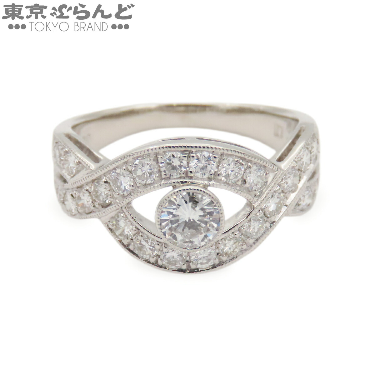 【中古】【返品可】デザイン リング ユニセックス Pt900 ダイヤモンド 0.376ct 0.90ct 17号相当 プラチナ【鑑別書付】 仕上済 [送料無料] 101840521