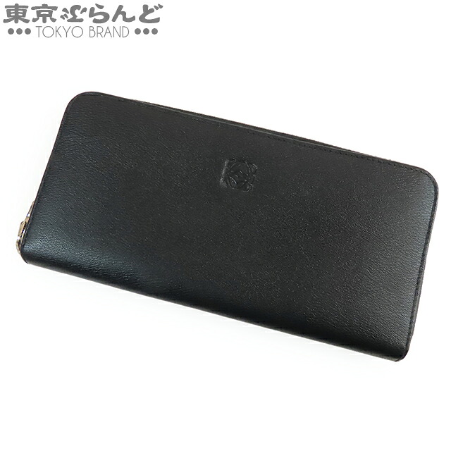 【5%クーポン券♪6.13～6.25】【中古】【返品可】ロエベ LOEWE 長紙入れ レディース なめし革 ジップアラウンド ウォレット ラージ 黒いことxサクラ色 桜んぼう アナ瓦 花柄 長紙入れ [貨物輸送無料]【尖んがり5倍●6.13～6.25】 101837922