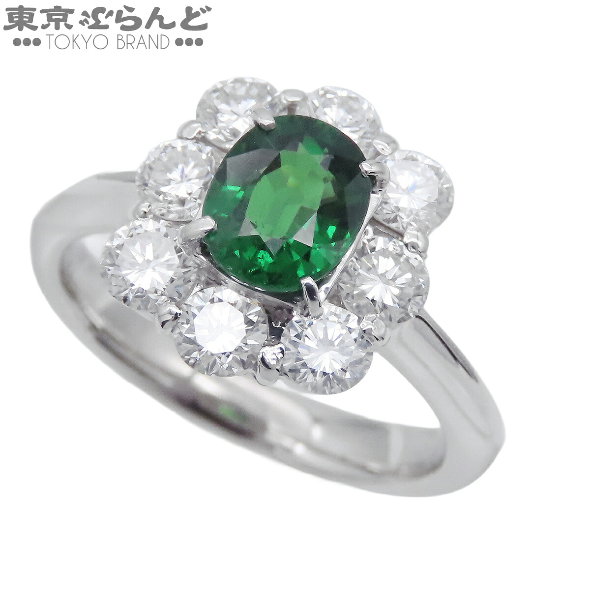 【5%クーポン♪4.14～4.27】【中古】【返品可】ノーブランド no brand リング レディース Pt900 ダイヤモンド 天然グロシュラライト ガーネット 1.27ct D1.37ct 14号相当 指輪 プラチナ【鑑別書付】 仕上済 [送料無料]【ポイント5倍●4.14～4.27】 101858623