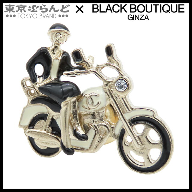 【5%クーポン♪4.4～4.11】【中古】【返品可】シャネル CHANEL ブローチ レディース メタル ココマーク バイク モチーフ 10P ブラックxホワイトxゴールド [送料無料]【ポイント7倍●4.4～4.11】 101831324