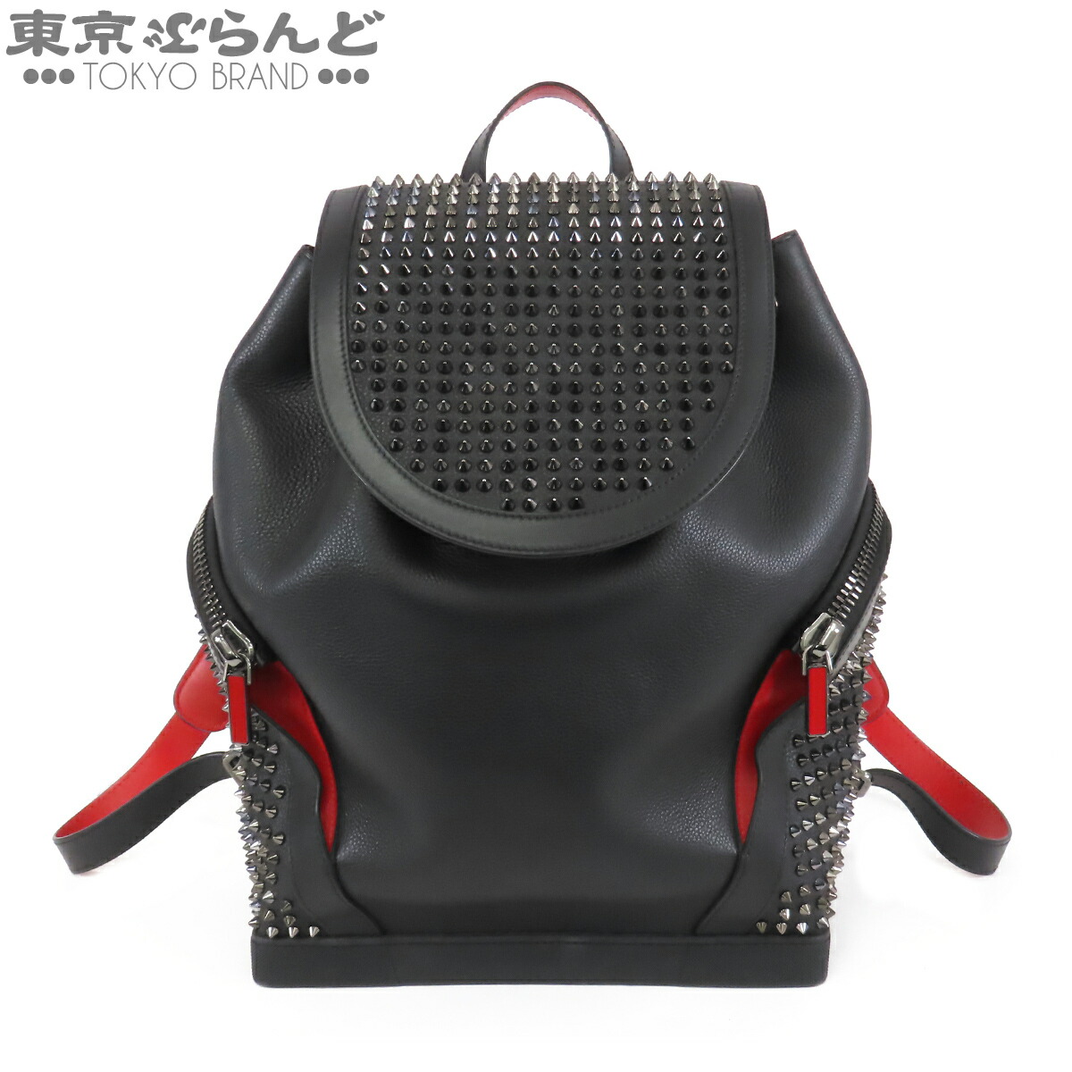 【5%クーポン券♪6.4～6.11 1:59】【中古】【返品可】クリスチャンルブタン Christian Louboutin エクスプローラー ファンク メンズ なめし革 スパイクスタッズ うしろ側容器に並べる 背嚢・デイパック 黒いこと 黒 [貨物輸送無料]【尖んがり3倍●6.4～6.11 1:59】 101838824