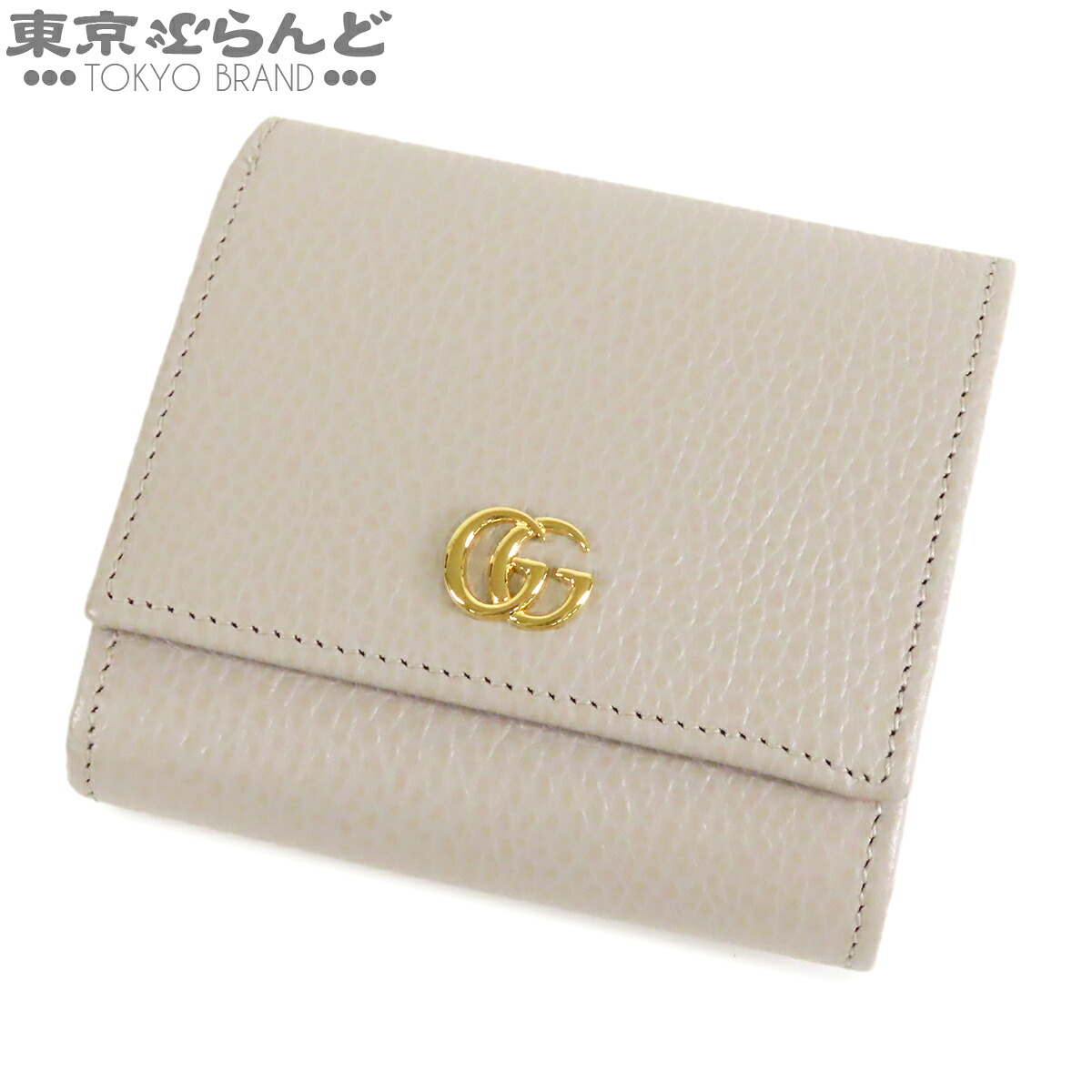 【中古】【返品可】グッチ GUCCI ダブルG 並み並み ウォレット 二つ折り紙入れ レディース なめし革 ともし火薄墨色 598587 [貨物輸送無料] 101860825